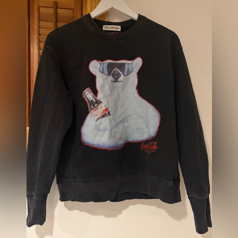 Coca Cola Black Crewneck Sweater with Polar Bear Graphic